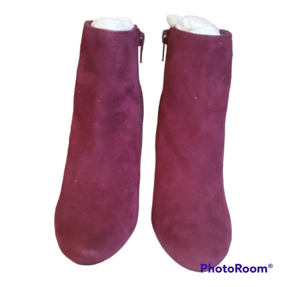 ALDO Burgundy Suede Almond Toe Ankle Boots - Size 5 / 35 - Picture 6 of 8